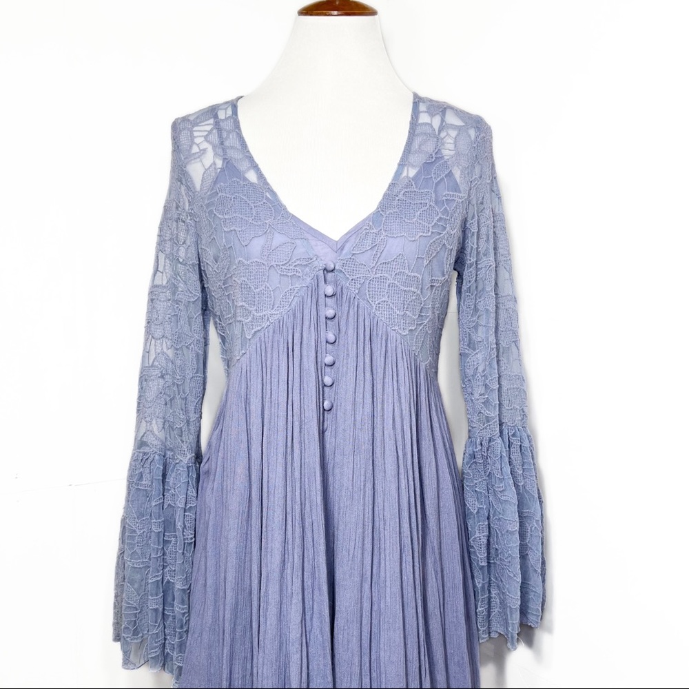 SOLD-Free People Embroidered Lace Crinkle Tunic Dress - Picture 9 of 13